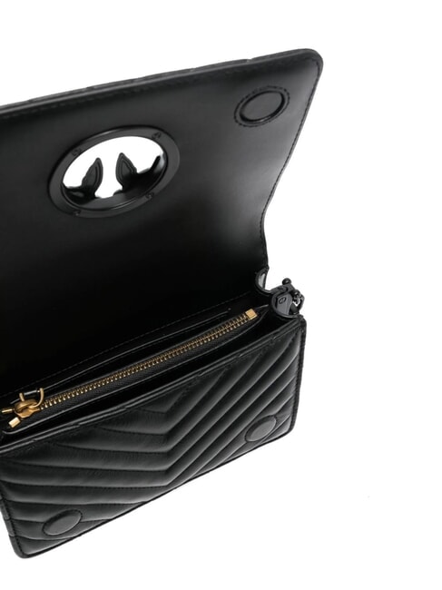 LOVE CLICK CHEVRON Borsa mini tracolla in pelle nero limousine block color - Borse Donna