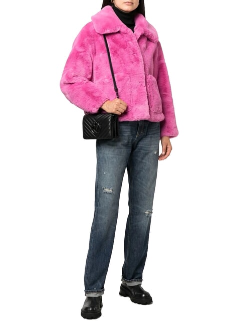 LOVE CLICK CHEVRON Borsa mini tracolla in pelle nero limousine block color - Borse Donna