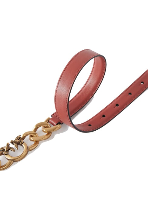 LOVE MINI Cintura sottile in pelle rosso/nero-antique gold - Cinture