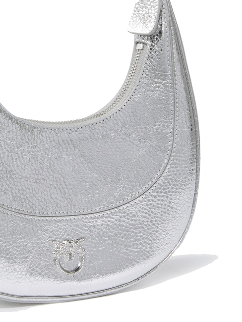 BRIOCHE Borsa a spalla in pelle metallizzata argento-nickel lucido - Borse Donna