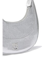 PINKO BRIOCHE Borsa a spalla in pelle metallizzata argento-nickel lucido - Borse Donna - 3