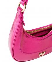 PINKO BRIOCHE Borsa a spalla in pelle metallizzata fuxia metallizzato-oro - Borse Donna - 3