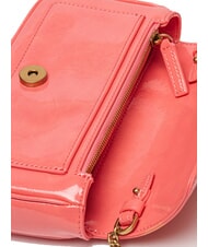 PINKO LOVE ONE Borsa mini lucida a tracolla fiore di pesco-antique gold - Borse Donna - 4