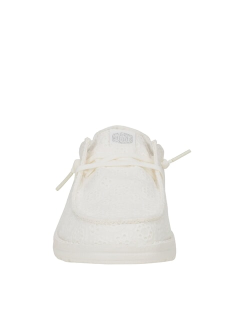 WENDY EYELET LACE Mocassini traforati texture fiori white - Scarpe Donna