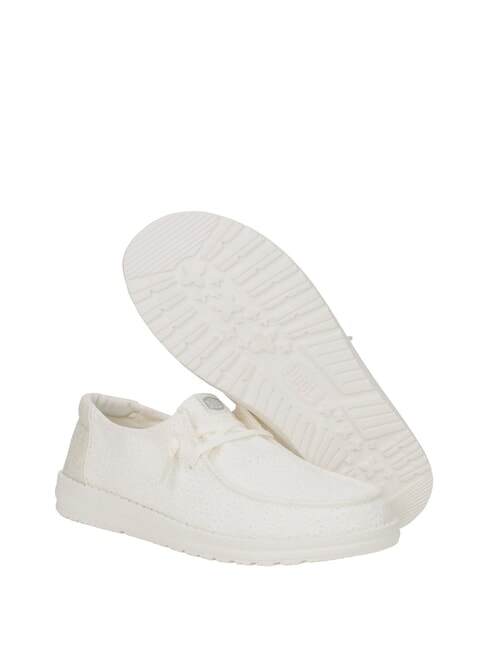 WENDY EYELET LACE Mocassini traforati texture fiori white - Scarpe Donna