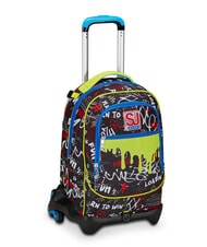 SJGANG GANG BORN TO FUN BOY  Zaino trolley sganciabile, 3 ruote Nero - Zaini con carrello - 3
