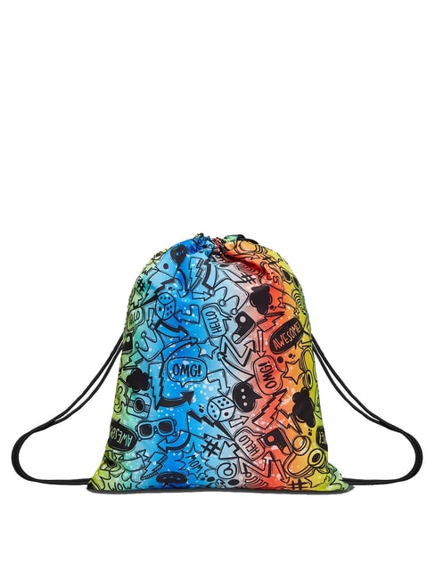 SAKKY FLUO STAMP Sacchetta scuola Nero - Zaini Scuola & Tempo Libero