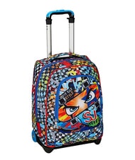 SJGANG FACCE DA SJ! BIG Zaino trolley 2 ruote turchese fluo - Zaini con carrello - 3