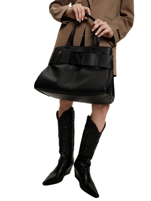 SUSIE SOFT Borsa a spalla con fibbia logata black - Borse Donna