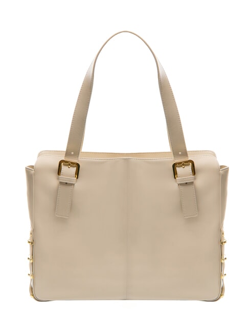 NORA Borsa shopping in pelle con fibbie beige - Borse Donna