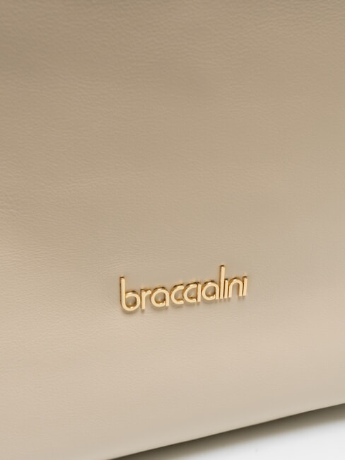 NORA Borsa shopping in pelle con fibbie beige - Borse Donna