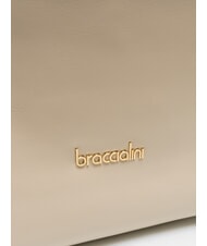 BRACCIALINI NORA Borsa shopping in pelle con fibbie beige - Borse Donna - 3