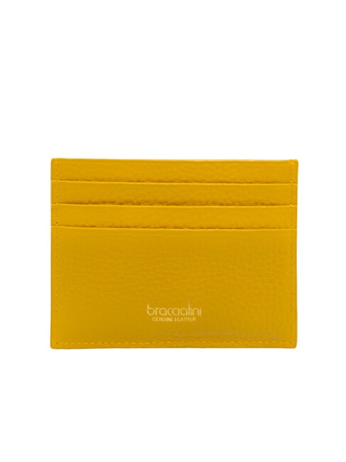 BASIC Porta carte in pelle logo metallico giallo - Portafogli Donna