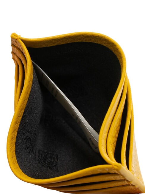 BASIC Porta carte in pelle logo metallico giallo - Portafogli Donna