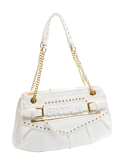 GISELLE Borsa a spalla con logo metallico bianco - Borse Donna