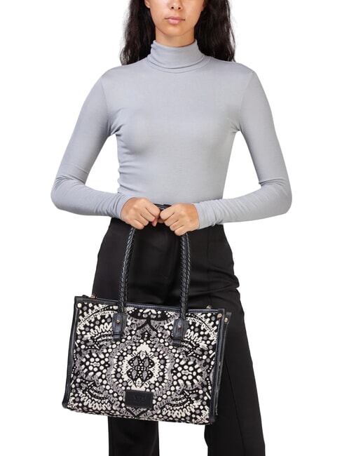 AMELIA Borsa shopping tessuto jacquard nero/multicolor - Borse Donna