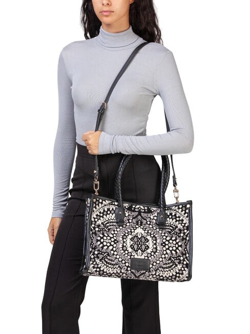 AMELIA Borsa shopping tessuto jacquard nero/multicolor - Borse Donna