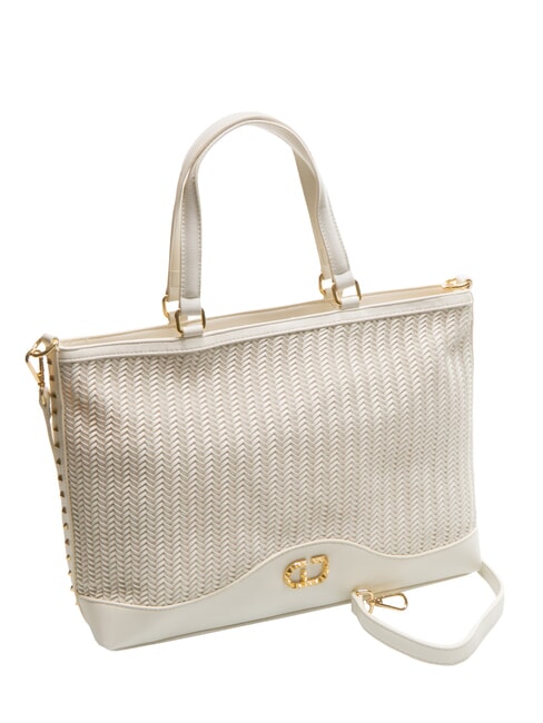 DELIA Borsa shopping intrecciata white - Borse Donna