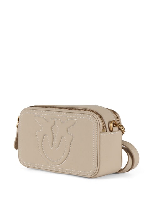CARRIE Mini Bag a tracolla, in pelle beige-grigio fumo-antique gold - Borse Donna