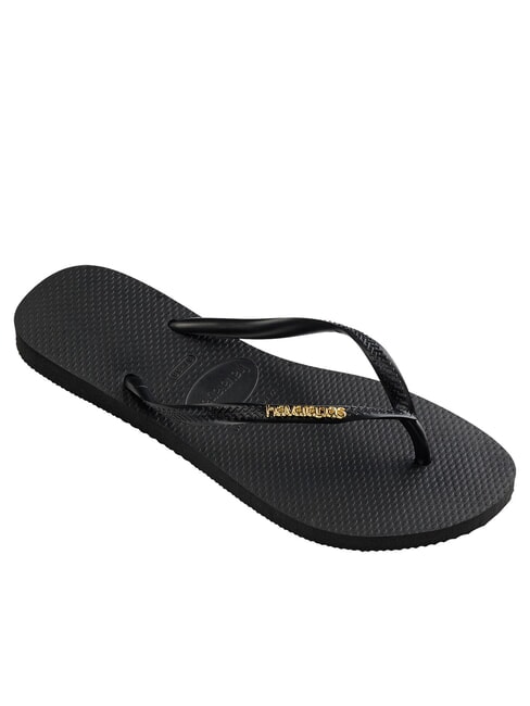 SLIM LOGO Infradito black/gold - Scarpe Donna