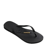 HAVAIANAS SLIM LOGO Infradito black/gold - Scarpe Donna - 2