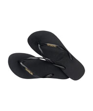 HAVAIANAS SLIM LOGO Infradito black/gold - Scarpe Donna - 4