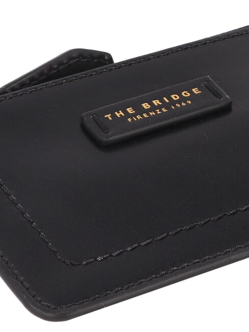 FIONA Portacarte in pelle con portamonete Nero Oro - Portafogli Donna