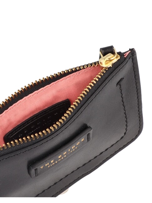 FIONA Portacarte in pelle con portamonete Nero Oro - Portafogli Donna