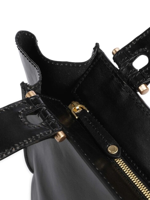 FEBE Borsa shopping in pelle Nero Oro - Borse Donna