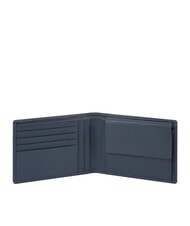 PIQUADRO AKRON Portafoglio in pelle con portamonete blu - Portafogli Uomo - 2