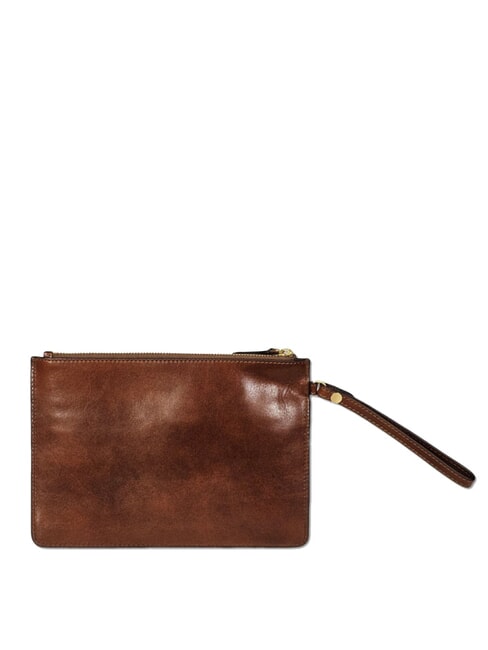 FIONA Pochette piatta in pelle con polsierina MARRONE - Borse Donna