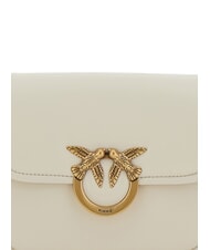 PINKO LOVE BOX Borsa mini in nappa con flap bianco seta-antique gold - Borse Donna - 4