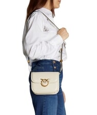 PINKO LOVE BOX Borsa mini in nappa con flap bianco seta-antique gold - Borse Donna - 6