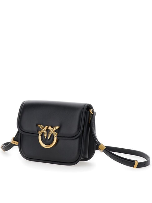 LOVE BOX Borsa mini in nappa con flap nero-antique gold - Borse Donna