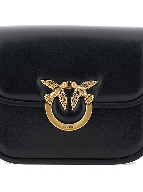 LOVE BOX Borsa mini in nappa con flap nero-antique gold - Borse Donna