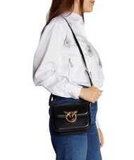 PINKO LOVE BOX Borsa mini in nappa con flap nero-antique gold - Borse Donna - 6