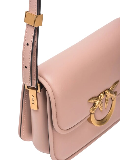 LOVE BOX Borsa mini in nappa con flap cipria-antique gold - Borse Donna