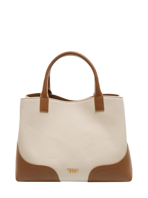 CECILIA Borsa a mano in canvas con tracolla CUOIO - Borse Donna