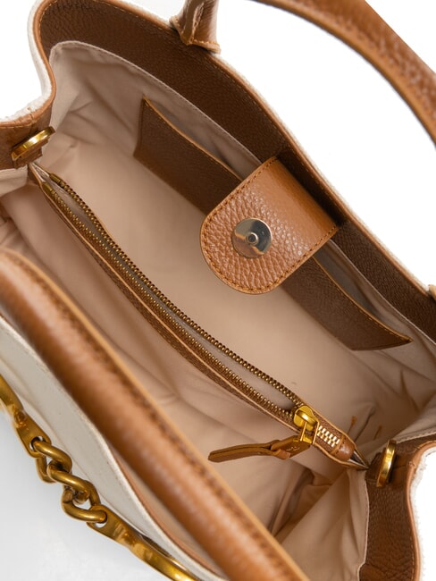 CECILIA Borsa a mano in canvas con tracolla CUOIO - Borse Donna