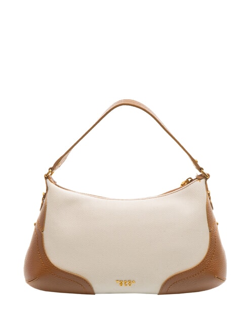 CECILIA Borsa a spalla in canvas con tracolla CUOIO - Borse Donna