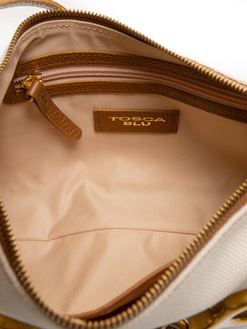 CECILIA Borsa a spalla in canvas con tracolla CUOIO - Borse Donna