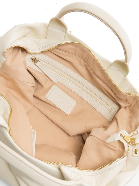 BEATRICE Borsa in pelle con manico e tracolla bianco avorio - Borse Donna