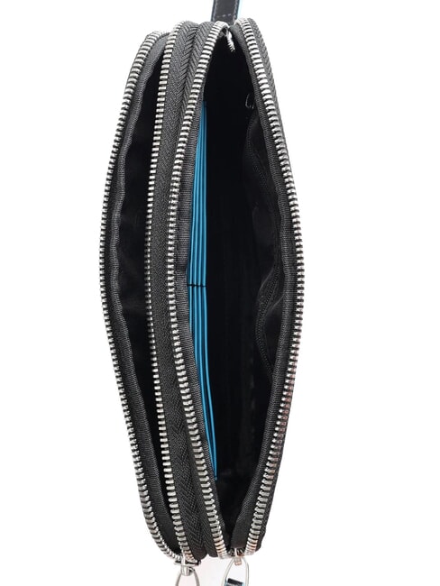 BLUE SQUARE Pochette in pelle con polsierina Nero - Tracolle Uomo