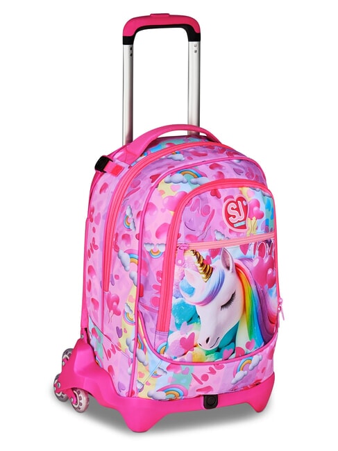 FLYUNICORN GIRL 3WD Trolley Zaino sganciabile, 3 ruote fuxiafluo - Zaini con carrello