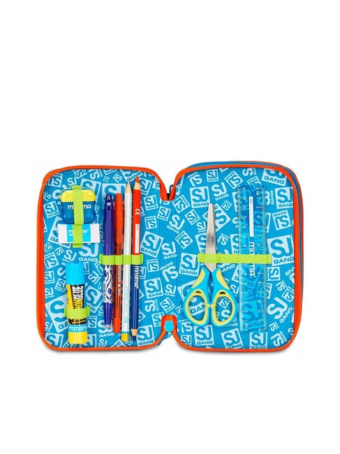 TINYPATCH BOY Astuccio 3 zip completo di kit scuola bright turquoise - Astucci e Accessori