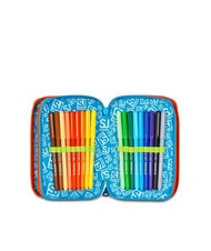 SJGANG TINYPATCH BOY Astuccio 3 zip completo di kit scuola bright turquoise - Astucci e Accessori - 4