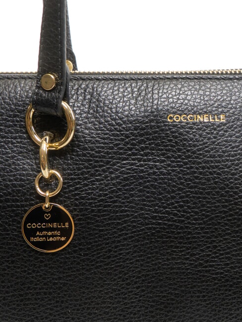 ALPHA Borsa shopping in pelle martellata Nero - Borse Donna