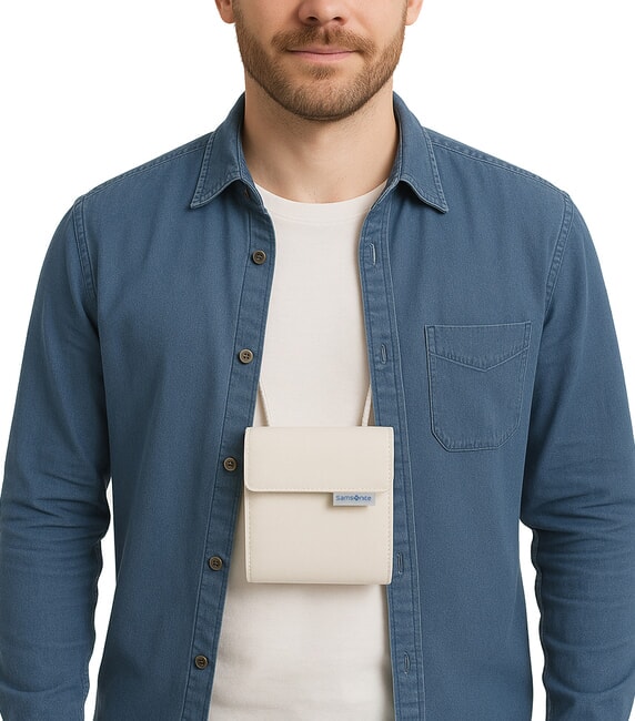 GLOBAL TRAVEL  Portafoglio antifurto da collo per viaggiare in sicurezza BEIGE - Accessori Viaggio