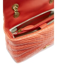 PINKO LOVE PUFF Borsa mini tracolla in rafia rosso mandarino-antique gold - Borse Donna - 4