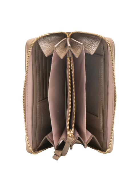 VOILE Portafoglio grande zip around in pelle warm taupe - Portafogli Donna